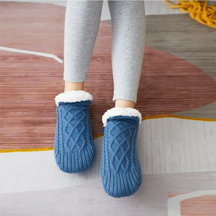 Woven And Velvet Indoor Socks Slippers
