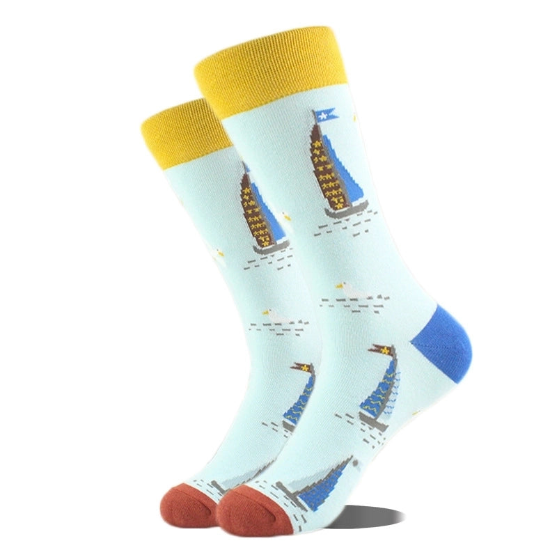 Unisex Cute Printing Animal Color Block Cotton Ankle Socks A Pair