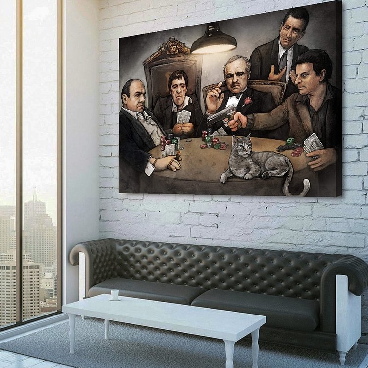 Gangsters Playing Poker Poster Canvas Wall Art