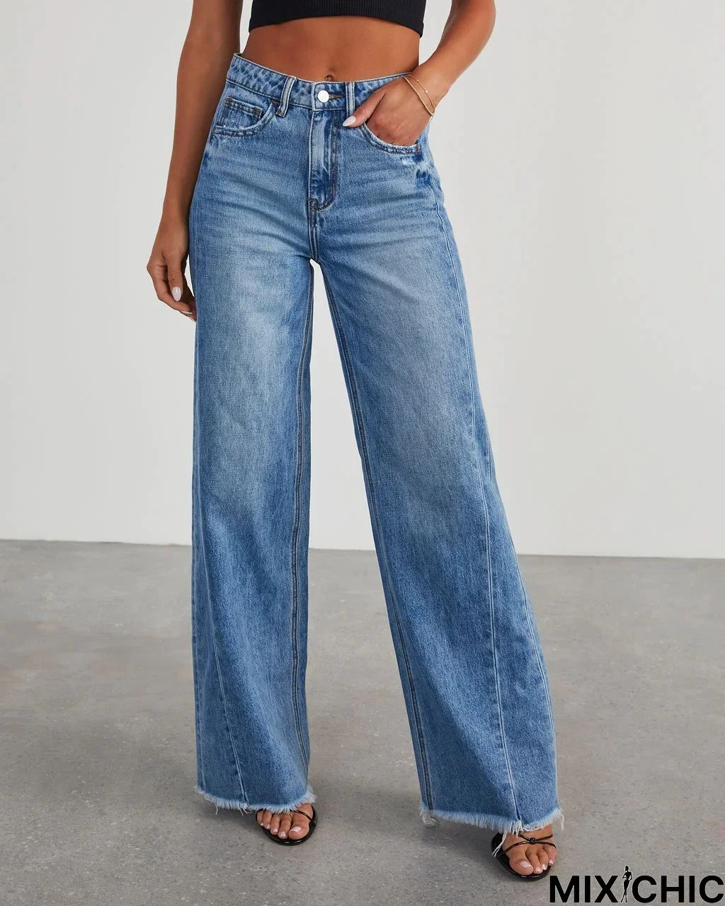 Plain Loose Denim Casual Jeans