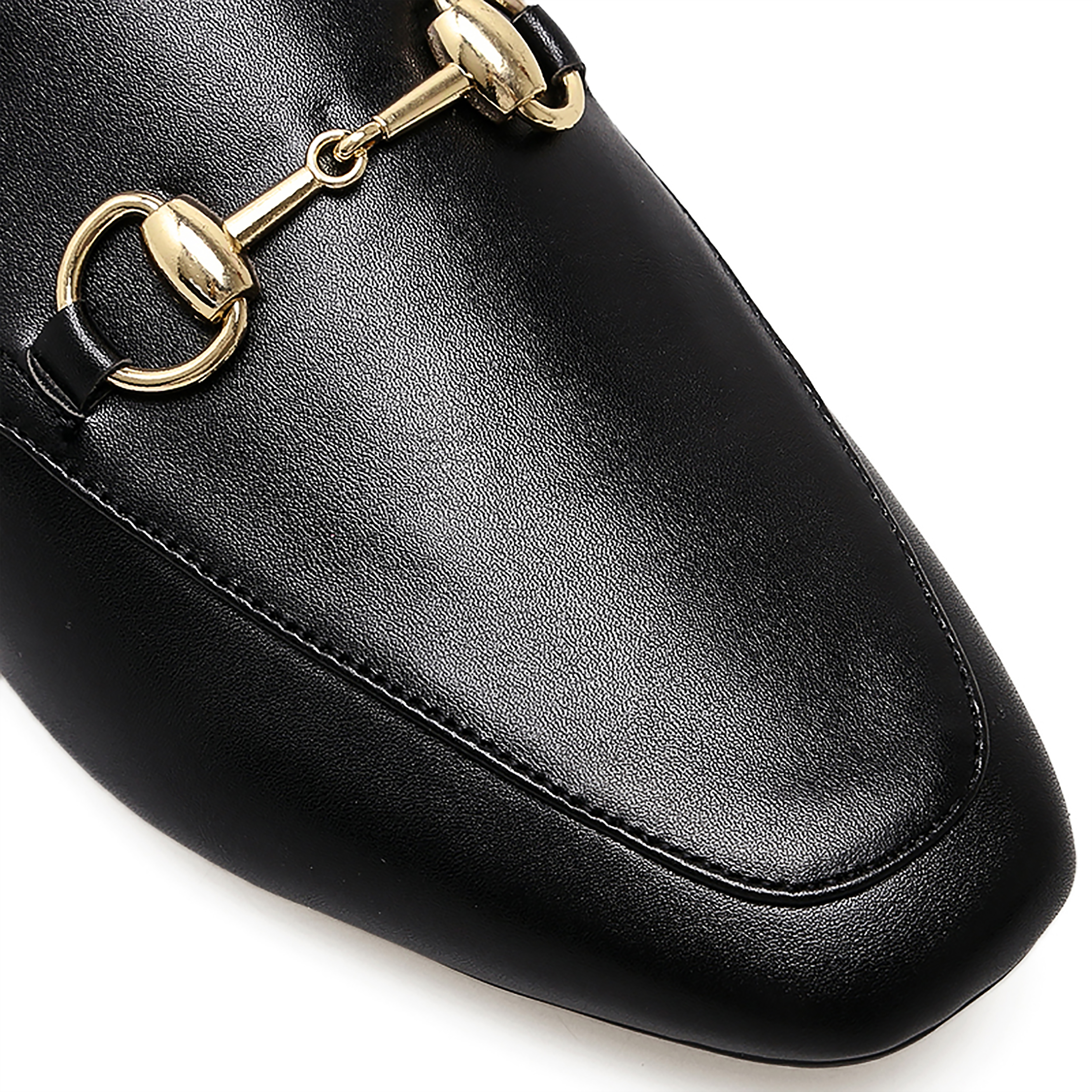 Red Heart Buckle Black Mules Shoes-vocosishoes