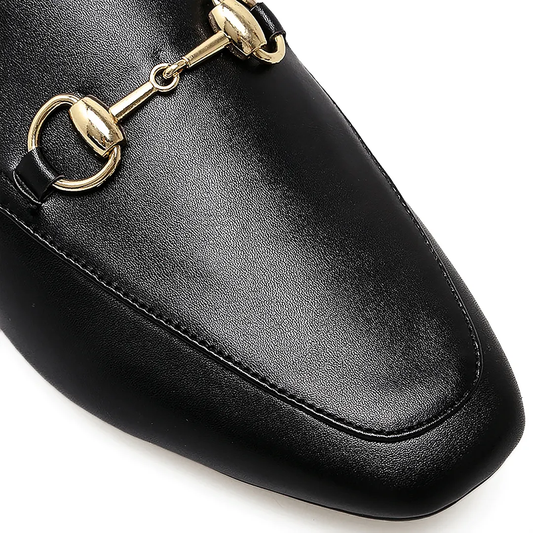Red Heart Buckle Black Mules Shoes-vocosishoes