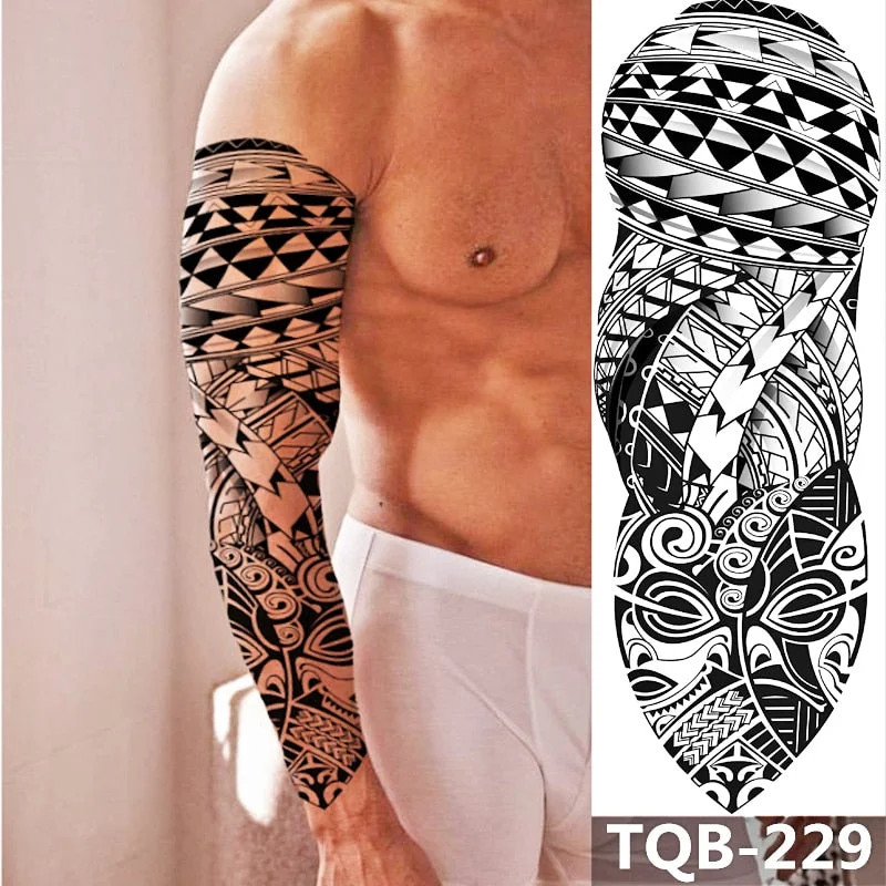 Waterproof Temporary Tattoo Sticker Totem Mechanical Full Arm Large Size Sleeve Tatoo Fake Tatto Flash Tattoos For Men Women