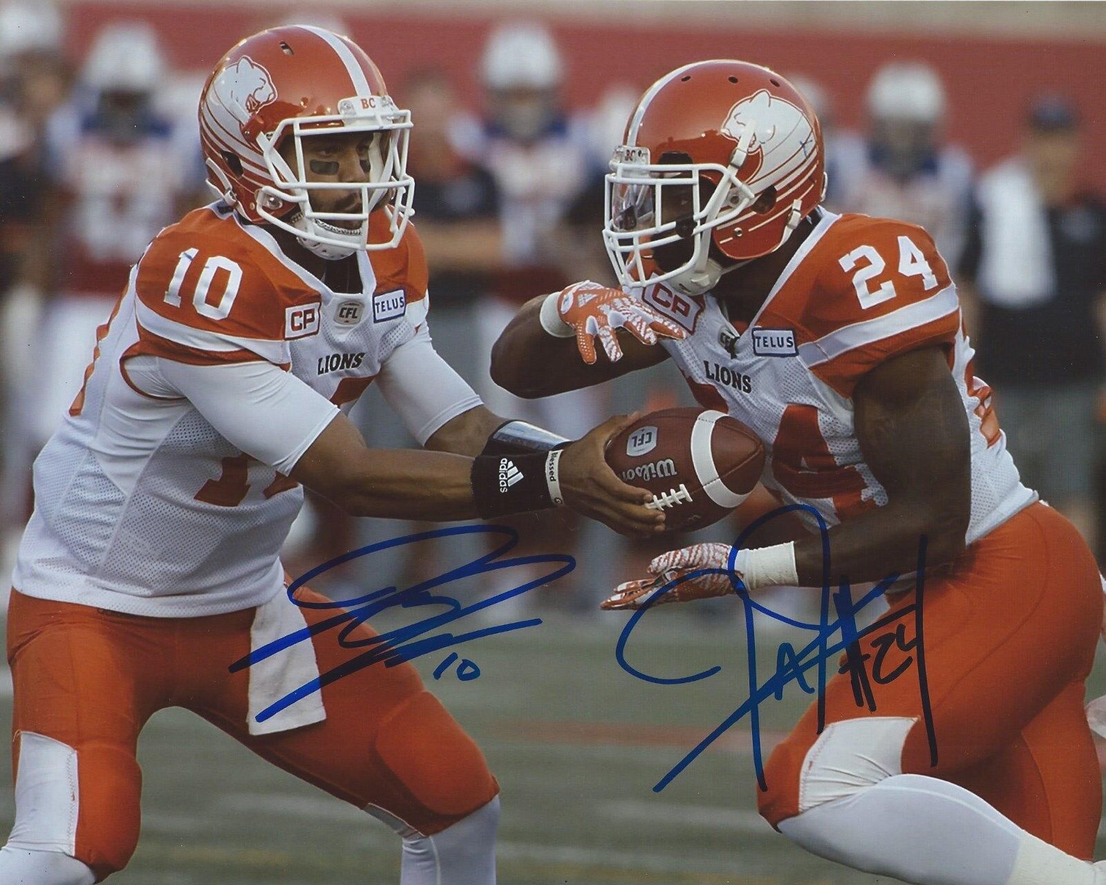 Jeremiah Johnson & Jonathon Jennings Signed 8x10 Photo Poster painting BC Lions Autograph COA B