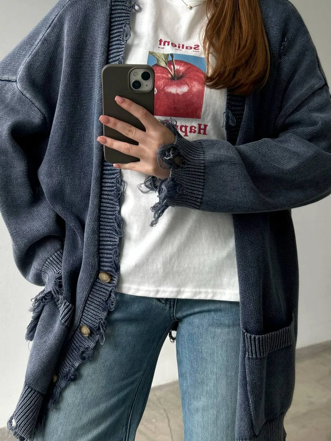 Athvotar Athvotar Dopamine Broken Sweater Cardigan Autumn New Simple Set Loose Gentle Casual Casual Women