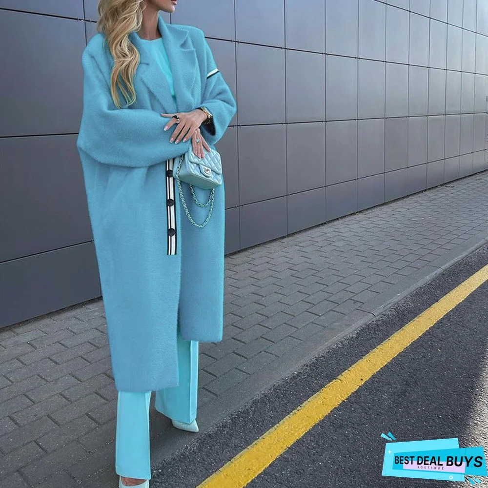 Women's Coat Is Loose and Thin, Medium and Long Wool Coat