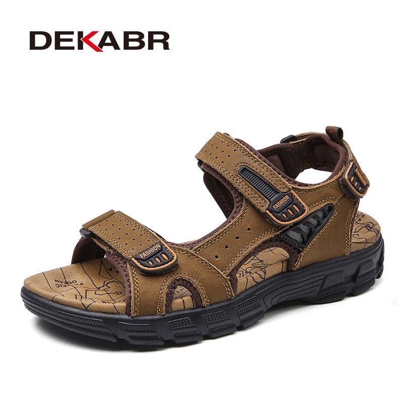 DEKABR Brand Classic Mens Sandals Summer Genuine Leather Sandals Men Outdoor Casual Lightweight Sandal Fashion Shoes For Men