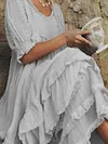 Solid Color Short Sleeves Casual Maxi Dress