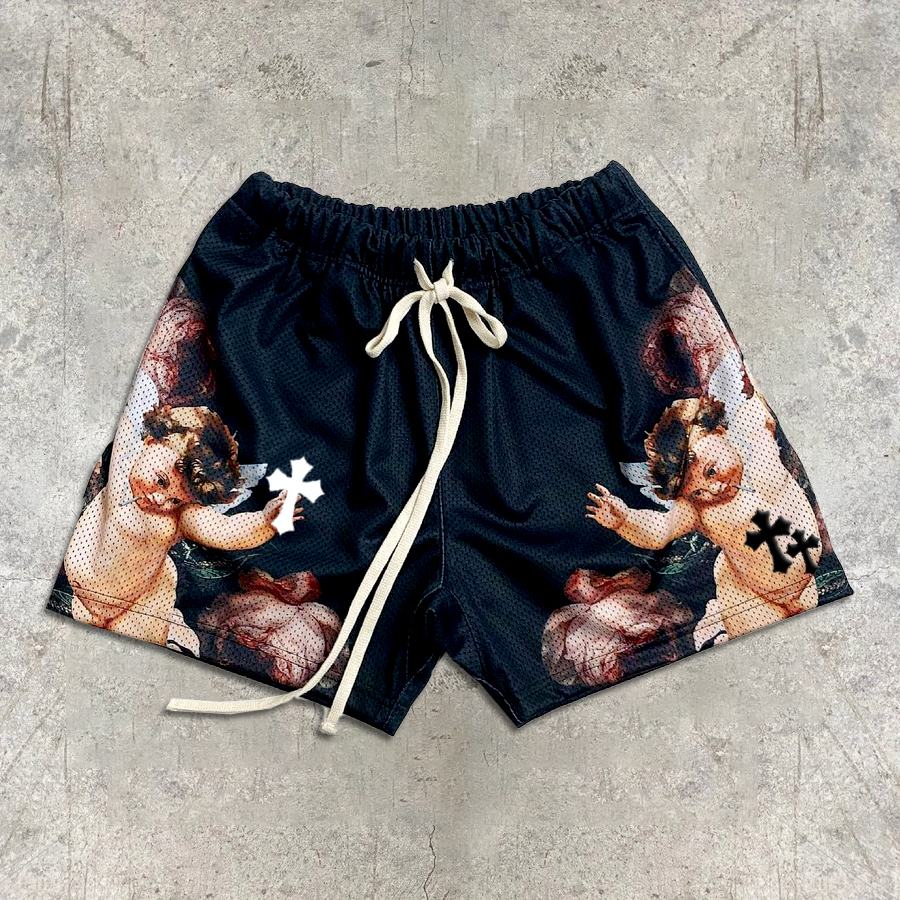 Loveciss®/ Angel Mission Print Mesh Shorts
