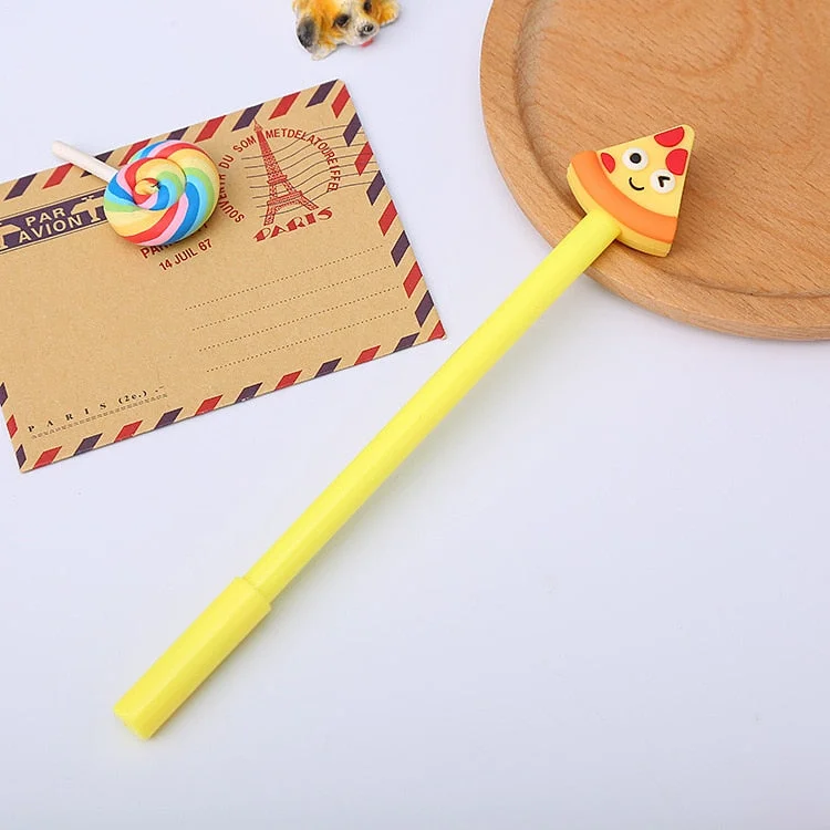 1 Pcs Lytwtw's Cute Kawaii Creative Fast Food School Office Stationery Gel Pen Sweet Lovely Funny Fries Popcorn Bread Pizza Pen