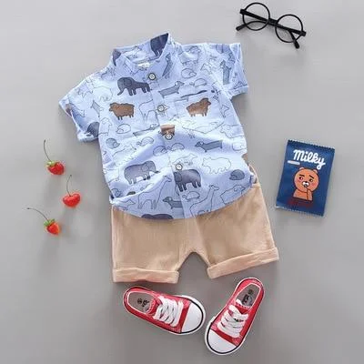Animal Print Clothes For Toddler Baby Boy Shirt Suit Summer Hot New Children Clothing Set for Infant Suit for Kids Clothes