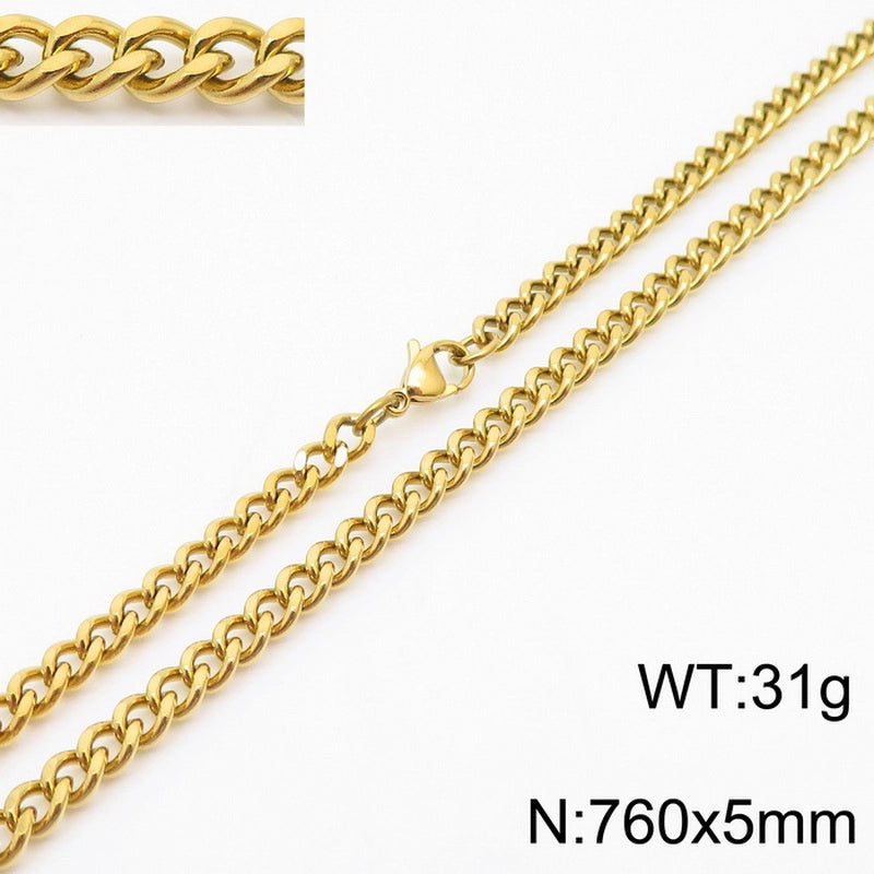 Fashion Simple Bracelet Stainless Steel Six-Sided Grinding Chain Choker Necklace