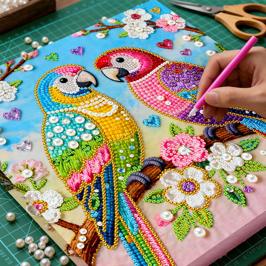 Two Birds Art Diamond Painting Kit for Adults Home Decor 25x25cm With Frame