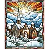 Diamond Painting-DIY Round Part AB Drill Stained Glass Snow Scene (45*55CM)