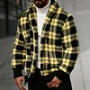 💥 2025 Hot Sale! Men Plaid Pattern Teddy Jacket, Going Out Colorful Long Sleeve Casual Flannel Jacket, For Friends, Husband, Boyfriend Gifts, For Fall Winter