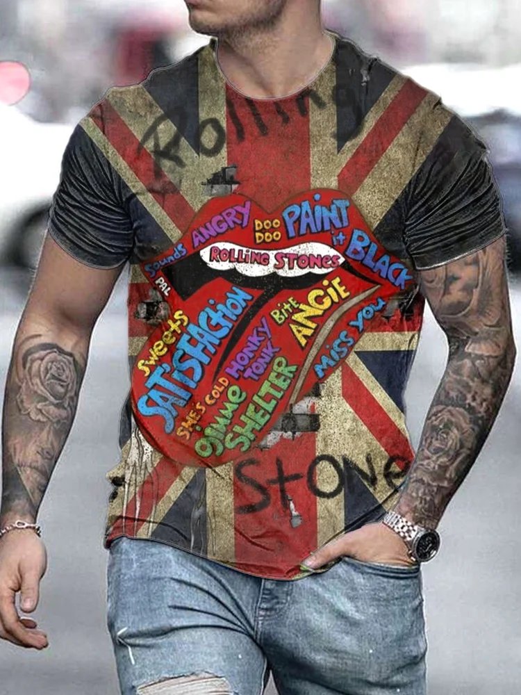 Comstylish The Rolling Stones Print Casual Vintage T-Shirt