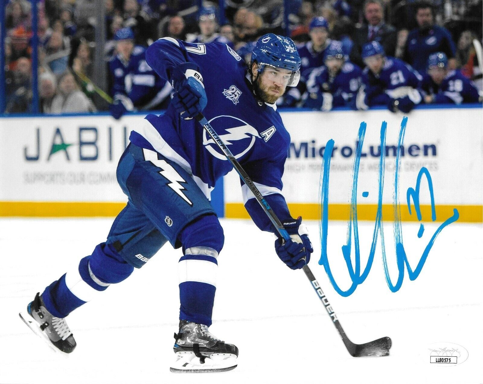 Victor Hedman Autographed 8x10 Photo Poster painting JSA COA NHL Tampa Bay Lightning Signed Deke