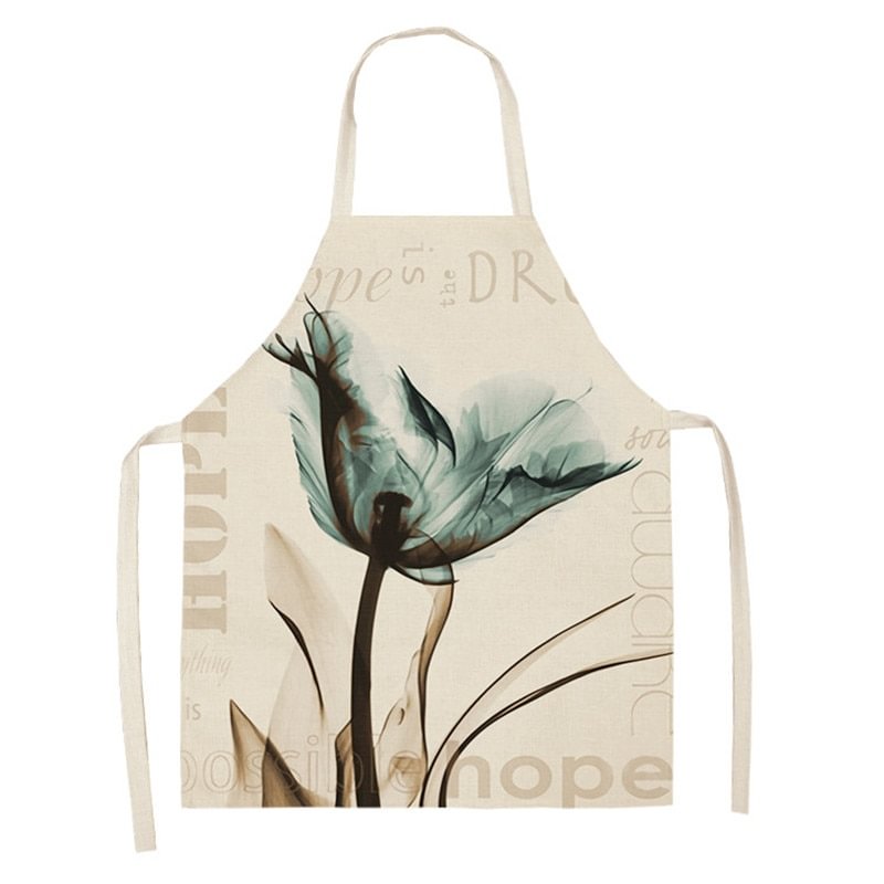 Linen Kitchen Apron - Flowers letclo 