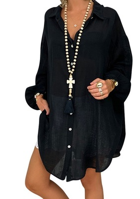 Mature Women Shirts Casual Ripped Cotton Blouse Top