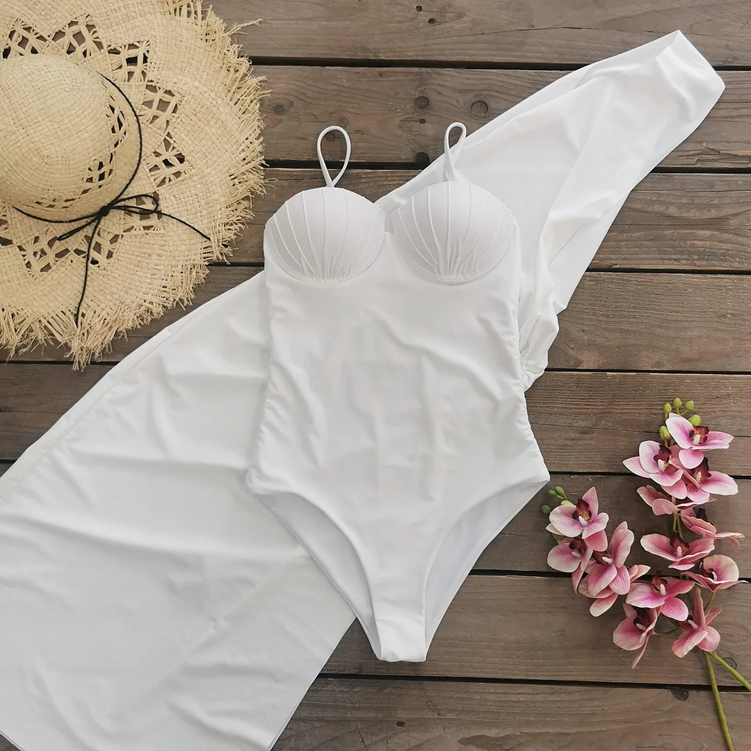 Brownm One-Shoulder Dress Swimsuit Women Two Sets Of Sexy All-In-One 2025 New Swimsuit