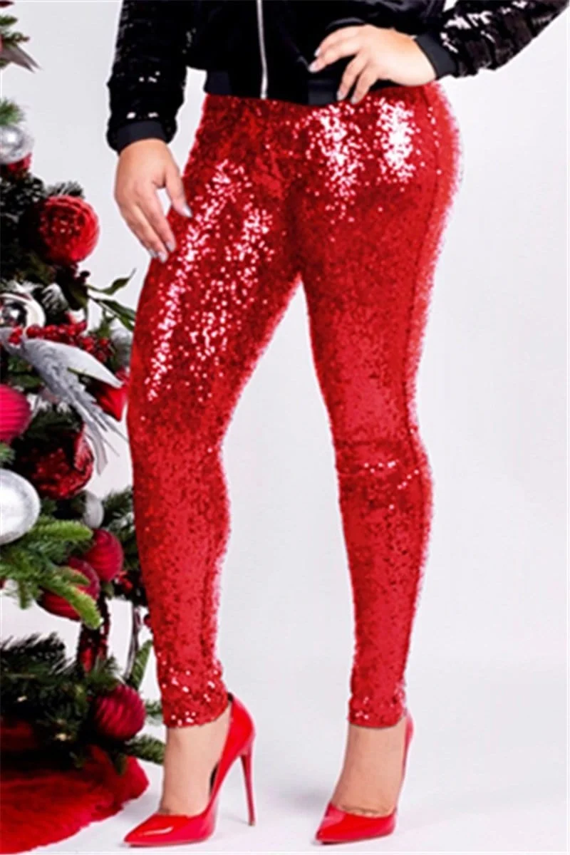 Fashion Slim Sequins With Lining Trousers(🔥ships within 24 hours)