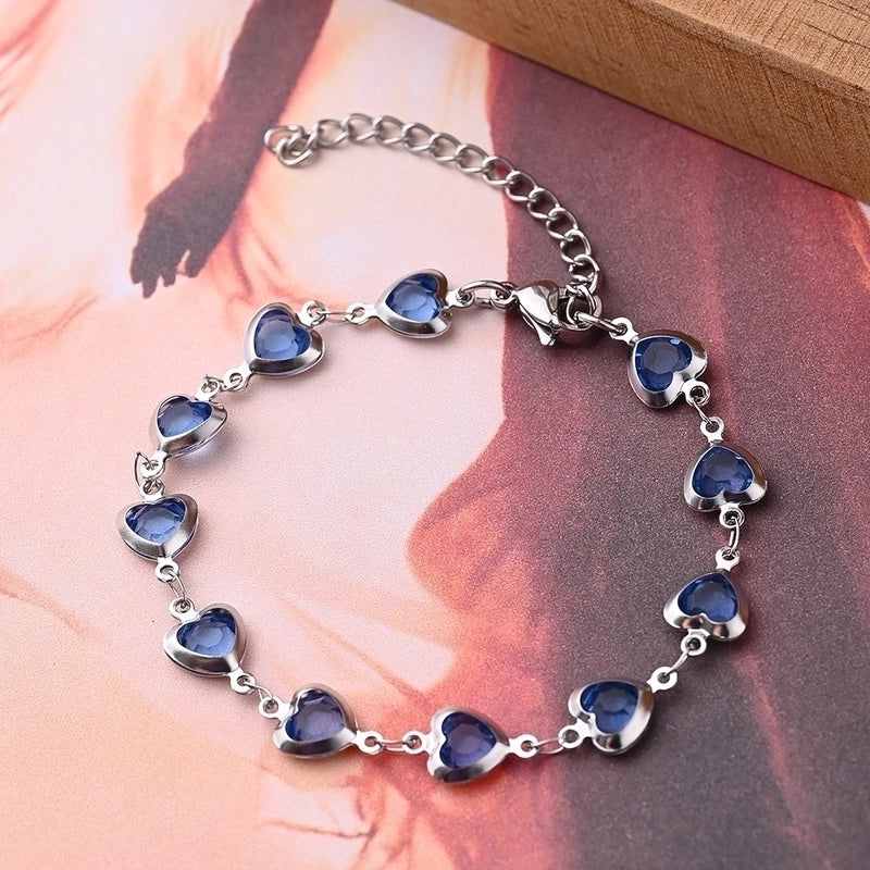 Ethnic Style Classic Style Artistic Heart Shape Simple Transparent 304 Stainless Steel Glass Bracelets In Bulk