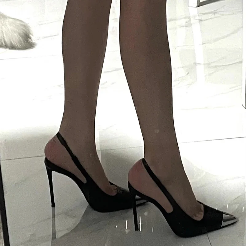 Breakj Breakj Women's Shoes 41-42 Metal Iron-Headed Leopard Print Fine Tip High Heels Women's Niche Design Light-Mouthed Sandals