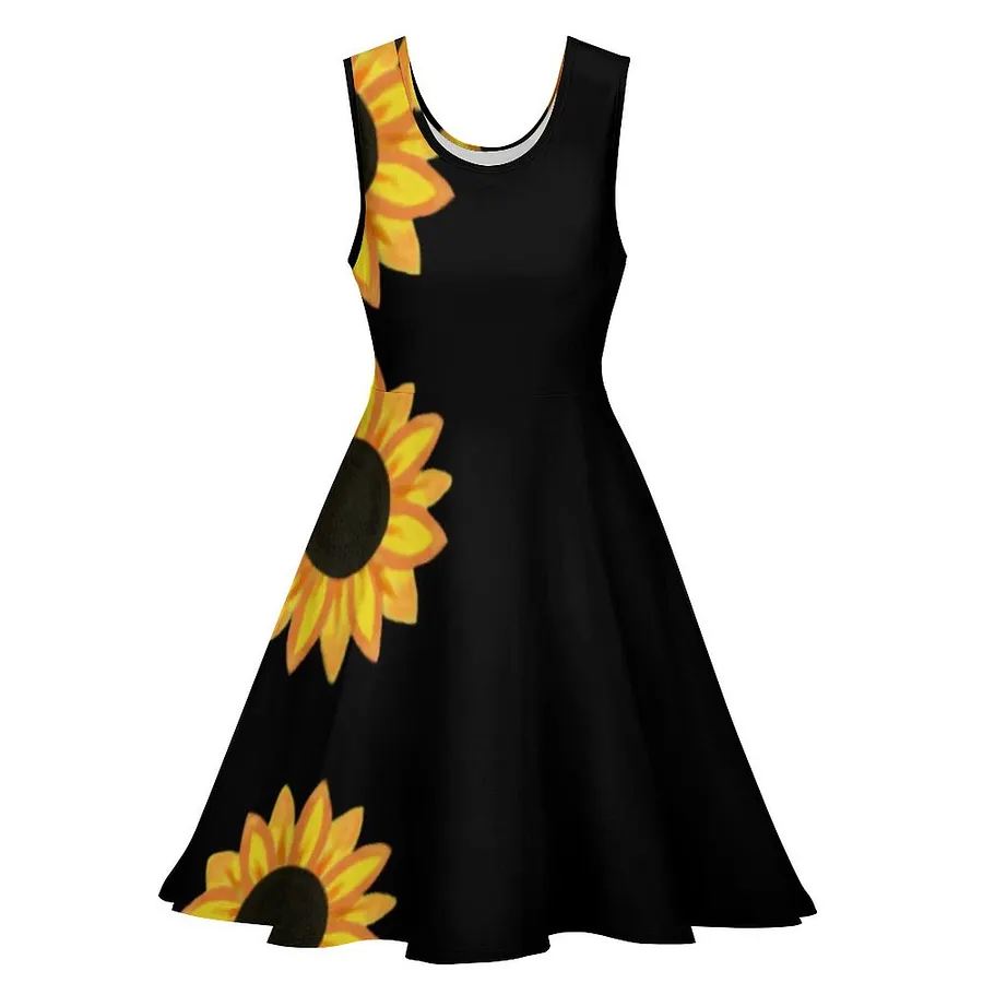 sunflower skater dress Sunflower Skater Dress: Floral Print, Lightweight Loungewear