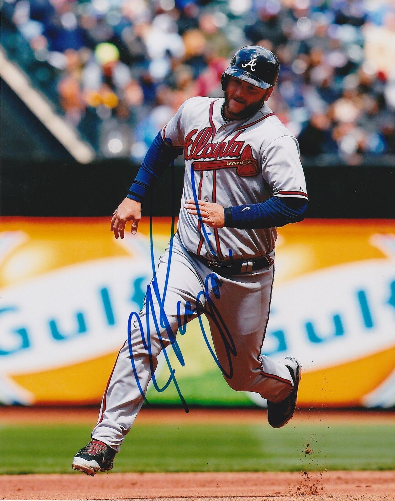 A.J. PIERZYNSKI ATLANTA BRAVES ACTION SIGNED 8x10