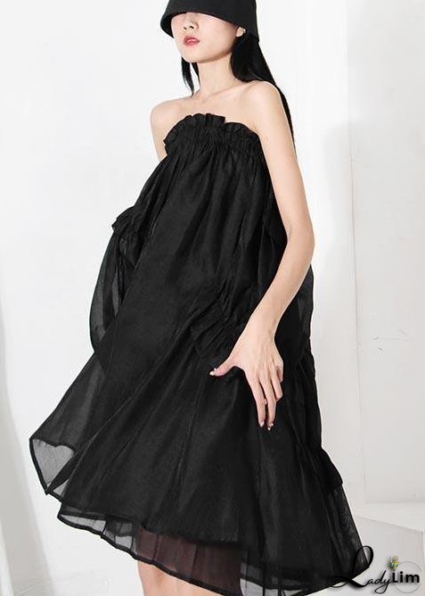 DIY Black Cinched Patchwork A Line Skirt Summer