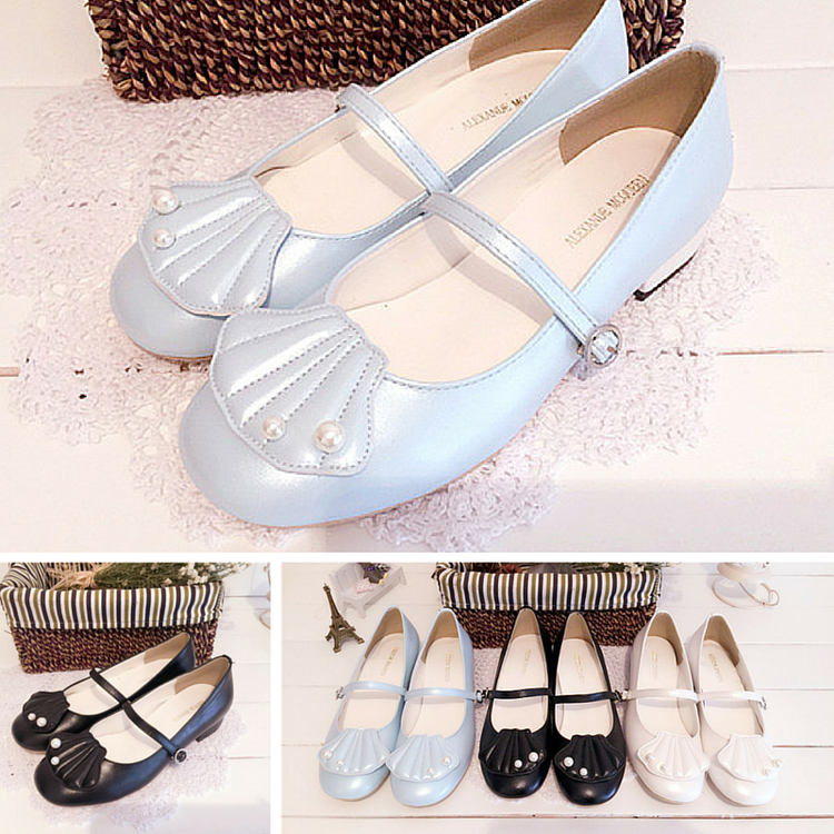 White/Black/Blue Princess Mermaid Sea Shell Ballet Shoes SP165647