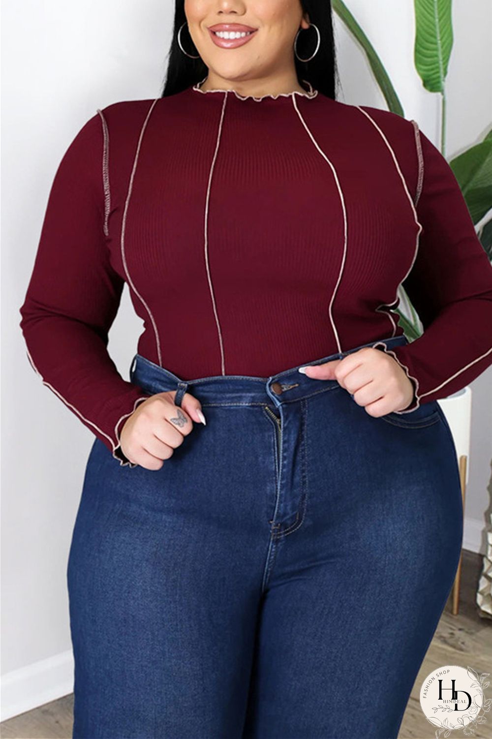 Black Fashion Casual Solid Split Joint O Neck Plus Size Tops