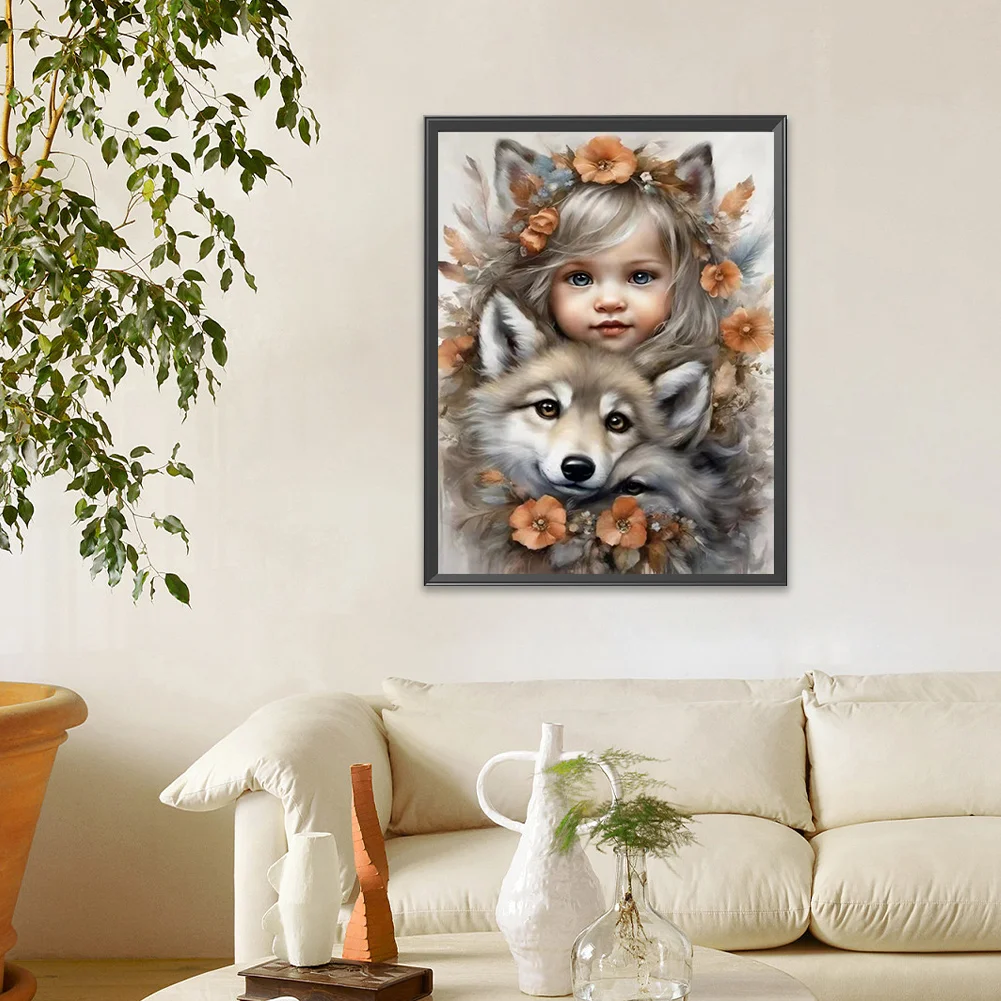 Diamond Painting - Full Round Drill - Cute Pet Girl(Canvas|30*40cm)