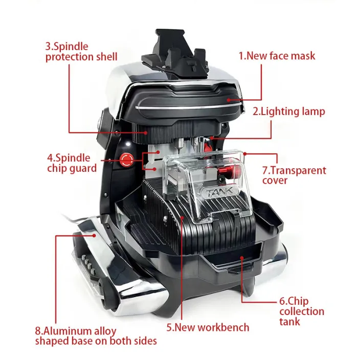 US Warehouse In STOCK. ,Free shipping and No Tax Required , 2M2 TANK 2 Pro TANK II Pro CNC Key Cutting Machine ， Mobile APP Control，support Add House Keys Mul-T-lock, Dimple, Multi-point Keys