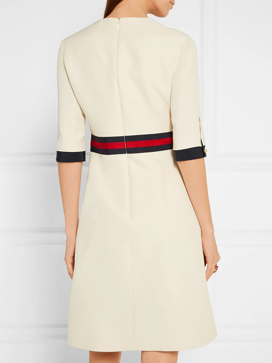 Paneled A-line Elegant Midi Dress
