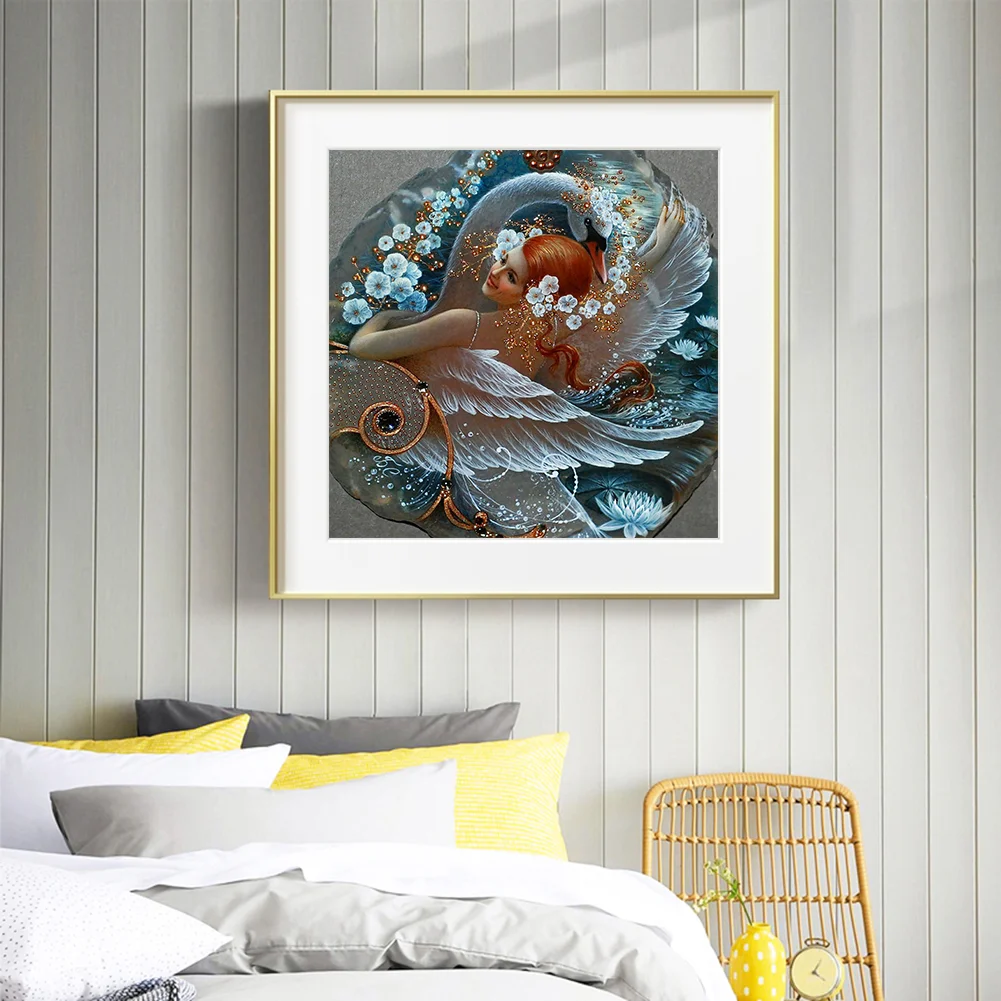 Diamond Painting - Full Round Drill - Girl Swan(30*30cm)