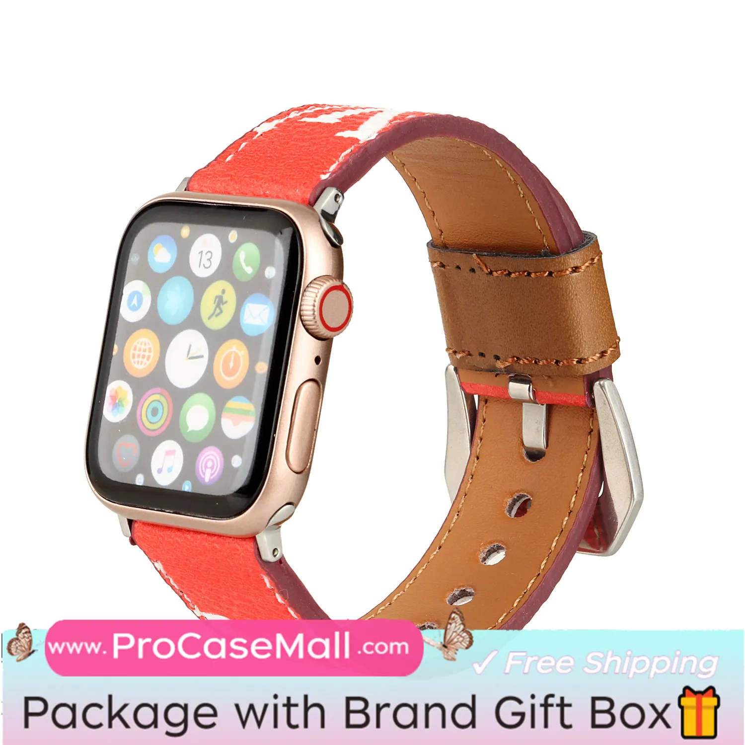 LV Genuine Leather Monogram Canvas Apple Watch Strap Checkerboard Canvas