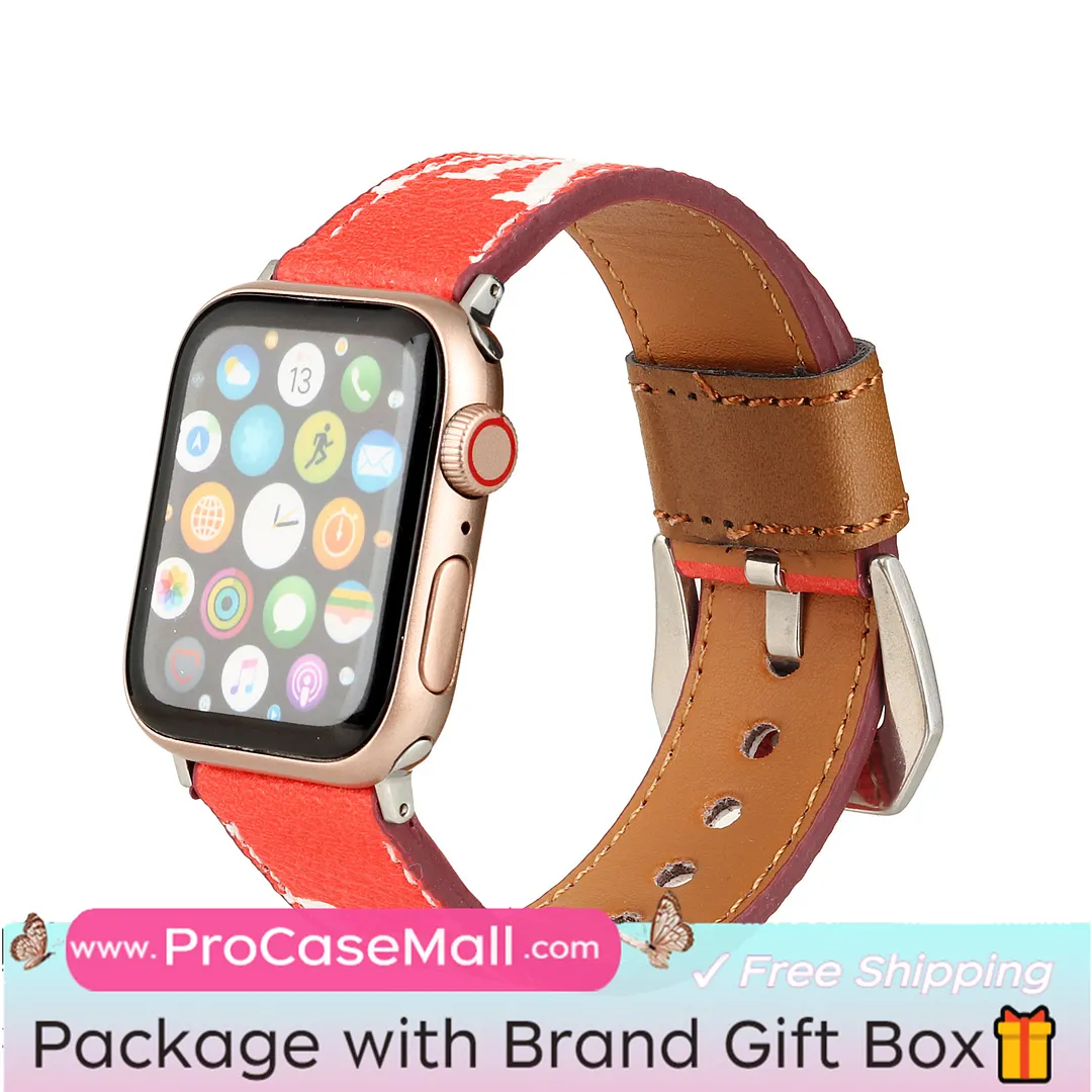 LV Genuine Leather Monogram Canvas Apple Watch Strap Checkerboard Canvas