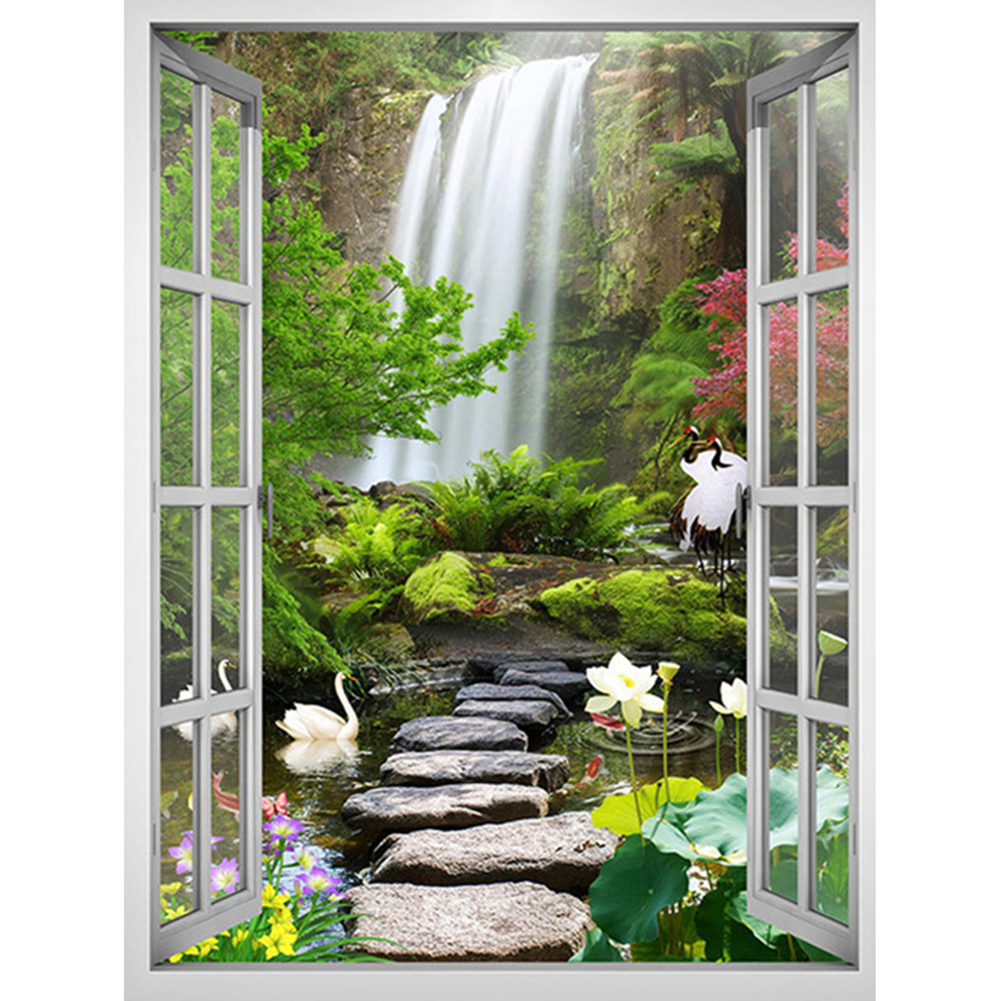 

30*40CM - Round Drill Diamond Painting - Window Scene, 501 Original