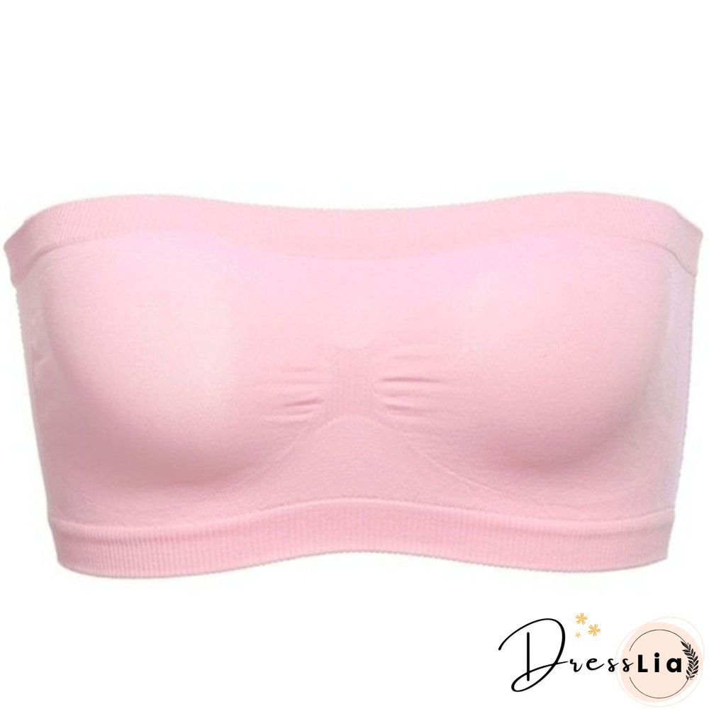 Women Seamless Strapless High Elastic Wrapped Invisible Strapless Soft Chest Wraps Tube Tops Push Up Bra Breathable Crop Top