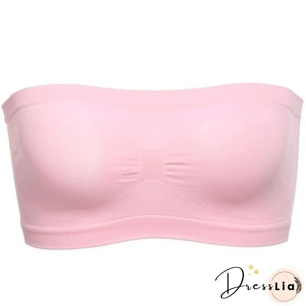 Women Seamless Strapless High Elastic Wrapped Invisible Strapless Soft Chest Wraps Tube Tops Push Up Bra Breathable Crop Top