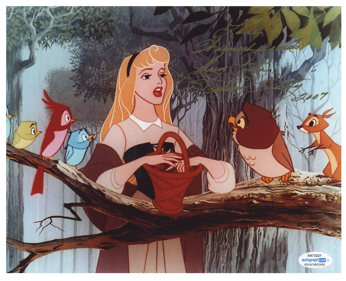 Mary Costa Sleeping Beauty Disney ACOA Signed Autograph 8 x 10 Photo Poster painting