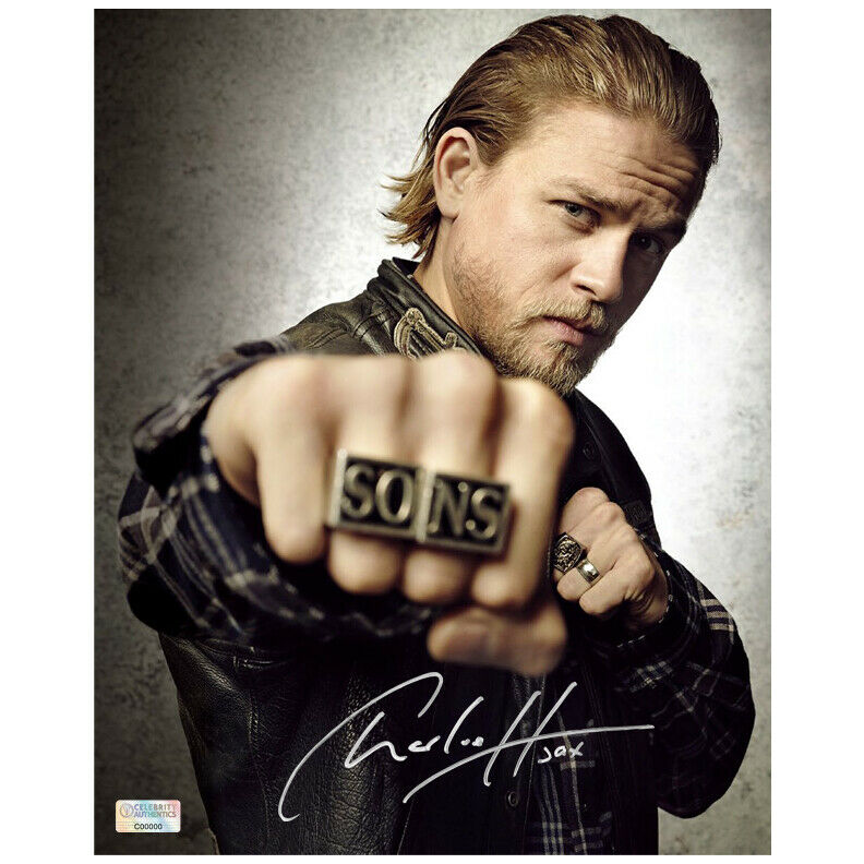 Charlie Hunnam Autographed Sons of Anarchy Jax Teller Rings 8x10 Photo Poster painting