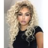 Ombre Ash Blonde Brown Curly Wig Long Wavy