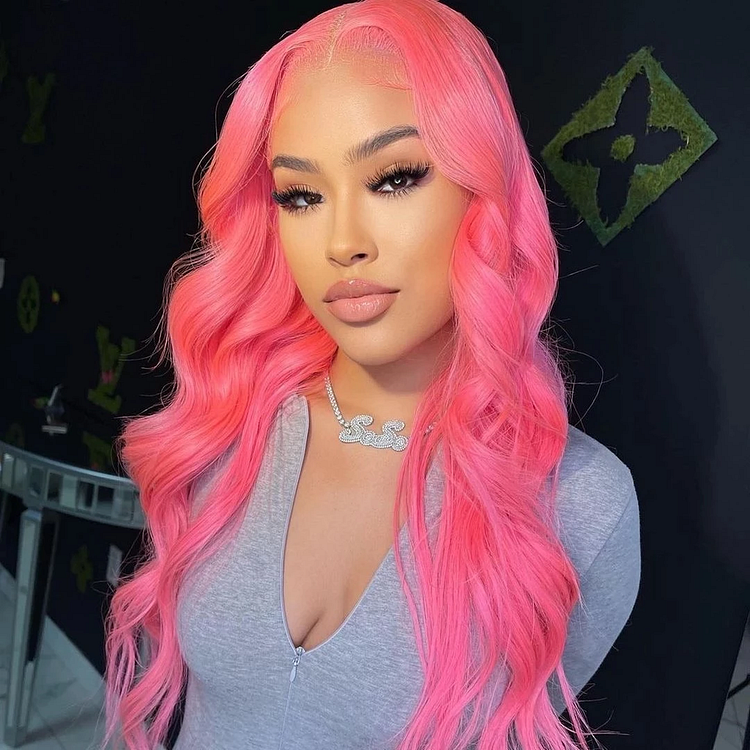 Pink Body Wave 200% Density 12A+ Virgin Human Hair 13X4 Lace Frontal Wigs [CW1043]