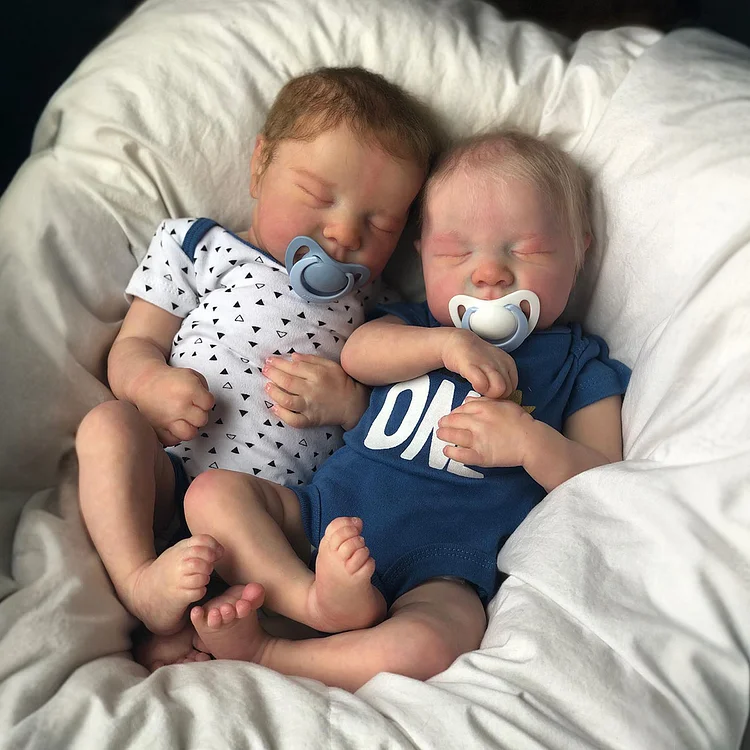 [Heartbeat💖 & Sound🔊] 20'' Real Lifelike Twins Boy Brothers Sleeping Reborn Soft Baby Doll Dawei and Chirksa Rebornartdoll® RSAW-Rebornartdoll®