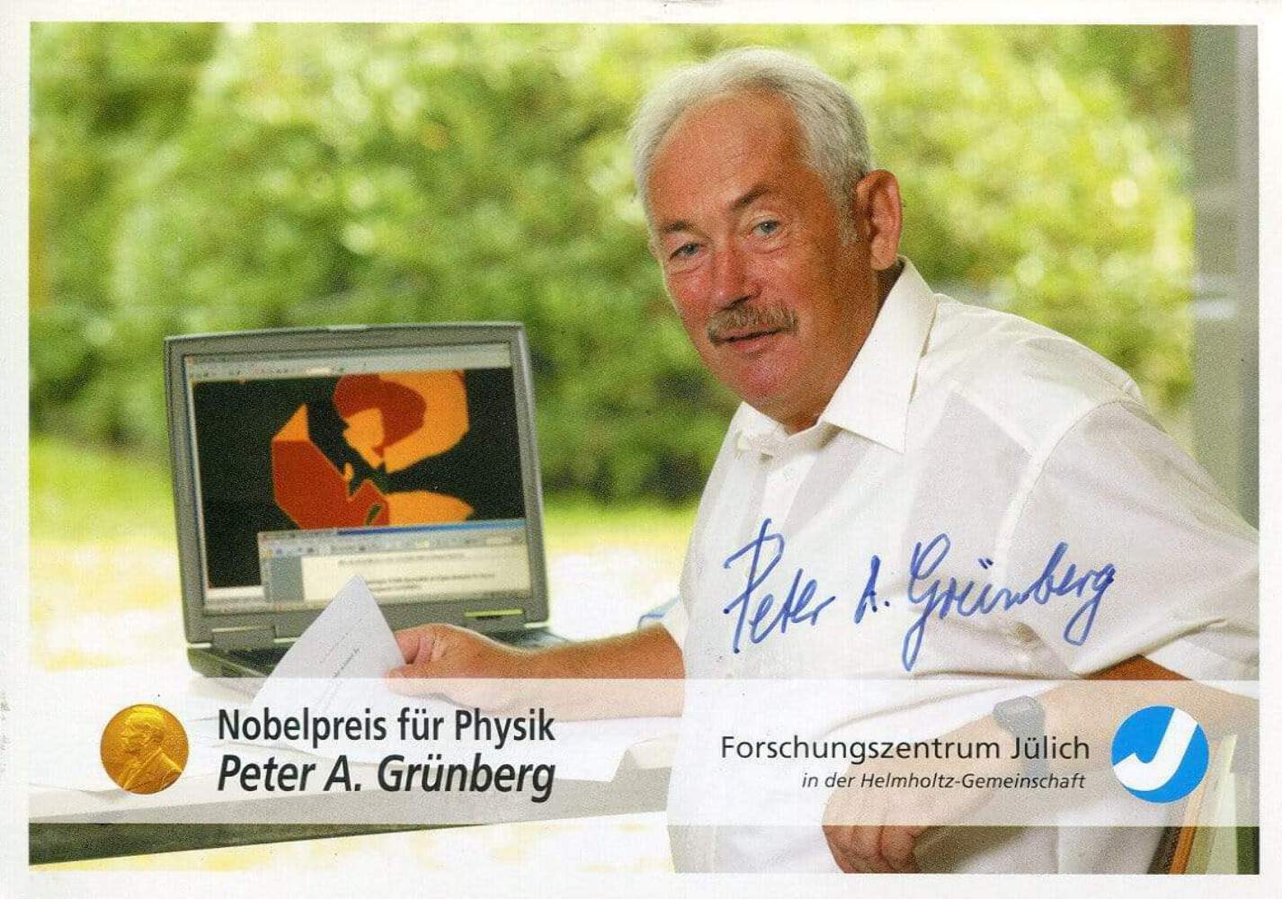 Peter Andreas Grünberg (+) autograph, NOBEL PRIZE in physics, signed Photo Poster painting