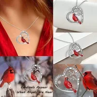 🔥Last Day Special Sale🐦Red Bird Heart Cardinal Necklace