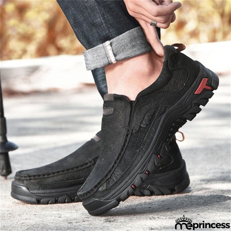 Outdoor Climbing Non-Slip Breathable Soft Rubber Men Leather Shoes