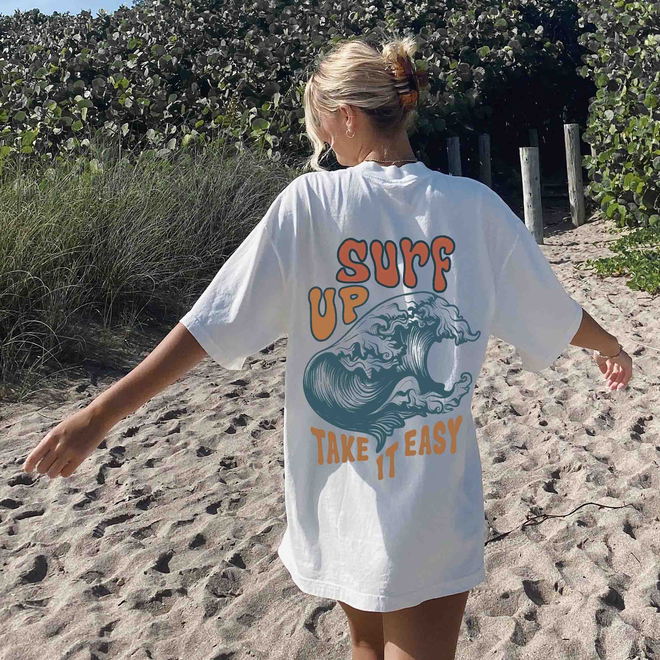 Women's Surf Up Take It Easy Spray Cotton Oversized T-Shirt / [blueesa] /
